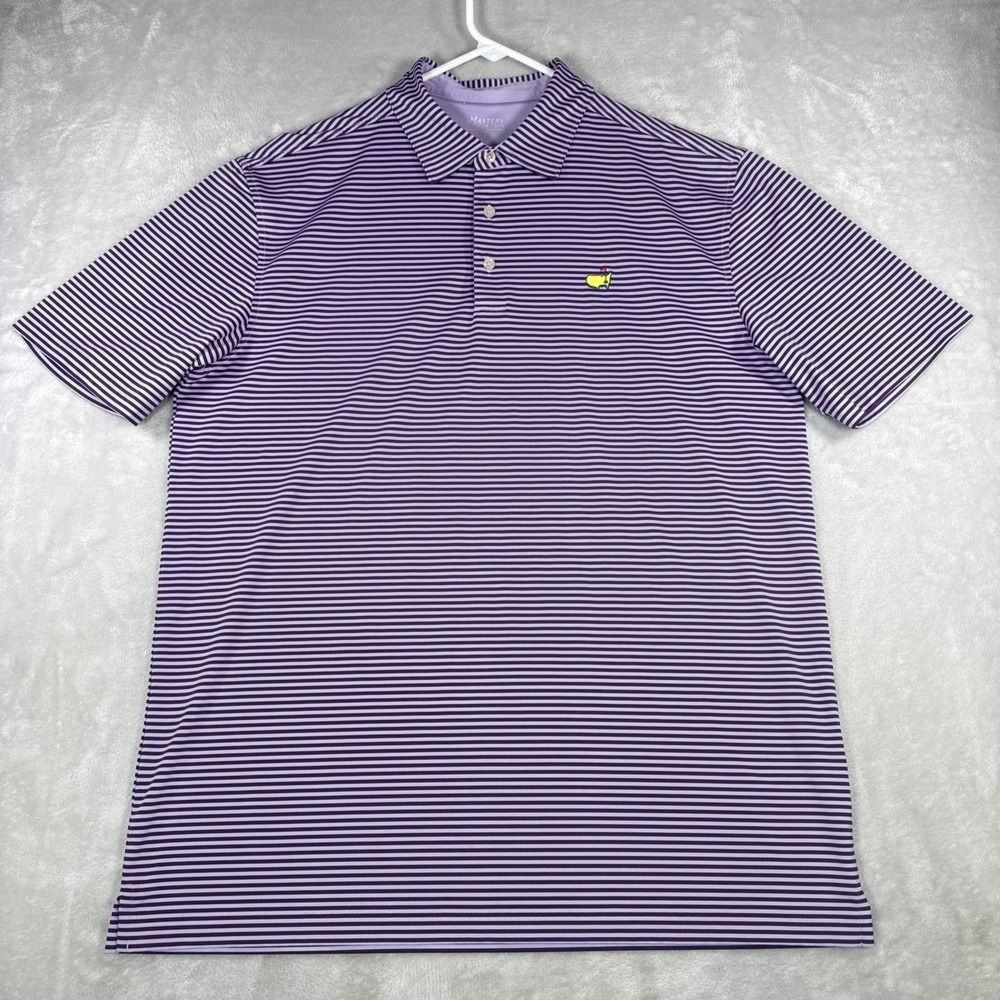Masters Tech Augusta National Masters Golf Polo Shirt Men's Large Purple Stripe